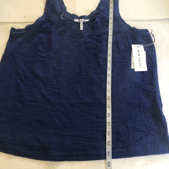 Three Dots Women’s Navy Blue Gauze Raw Hemline V-Neck Sleeveless Tank Size M - Picture 14 of 14